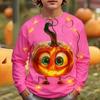 Kid Long Sleeves T-Shirt Fashionable Creativity Halloween Pumpkin Graphic Print Autumn Casual Sports Versatile Comfortable Loose T-Shirt