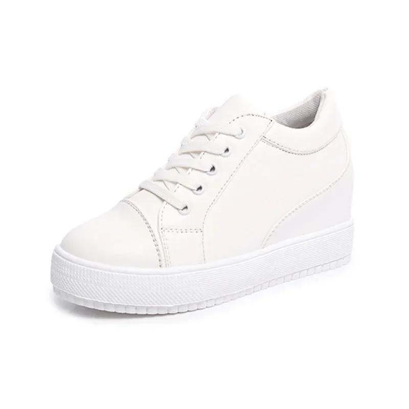 Fashion 2024 White Hidden Slope Heel Casual Sports Shoes Women's Spring Sports Shoes High Platform High Heel Vulcanized Shoes