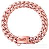Stainless Steel Dog Collar Chain 14mm Wide Rose Gold Hip Hop Style Solid Buckle Pet Accessory Dogs