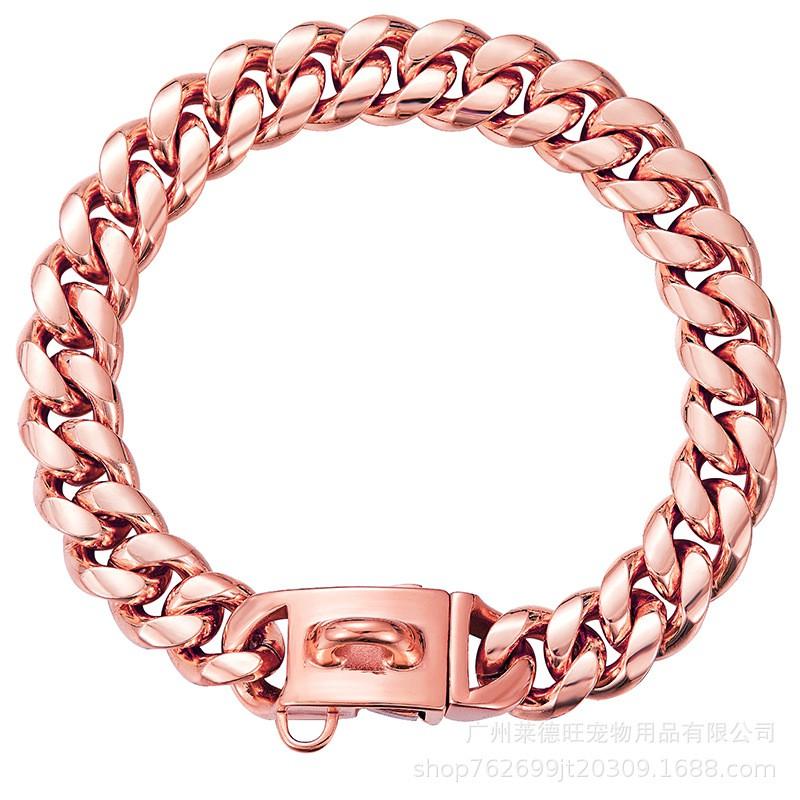 14mm Black Dog Chain Collar Chew Proof Stainless Steel Cuban Link Small Medium Large Dogs Hip Hop Pet Necklace