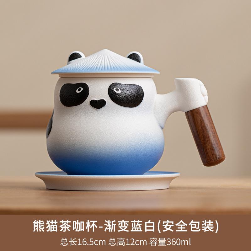 Panda kelímek na bubble tea kávový kelímek domácí keramický hrnek s víčkem kancelářský kelímek pro oddělení čaje s uchem dárková krabička