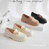 British Style Retro Small Gold Buckle Round Head Spring and Autumn Thick Sole One Pedal PVC Loafers Women's Shoes