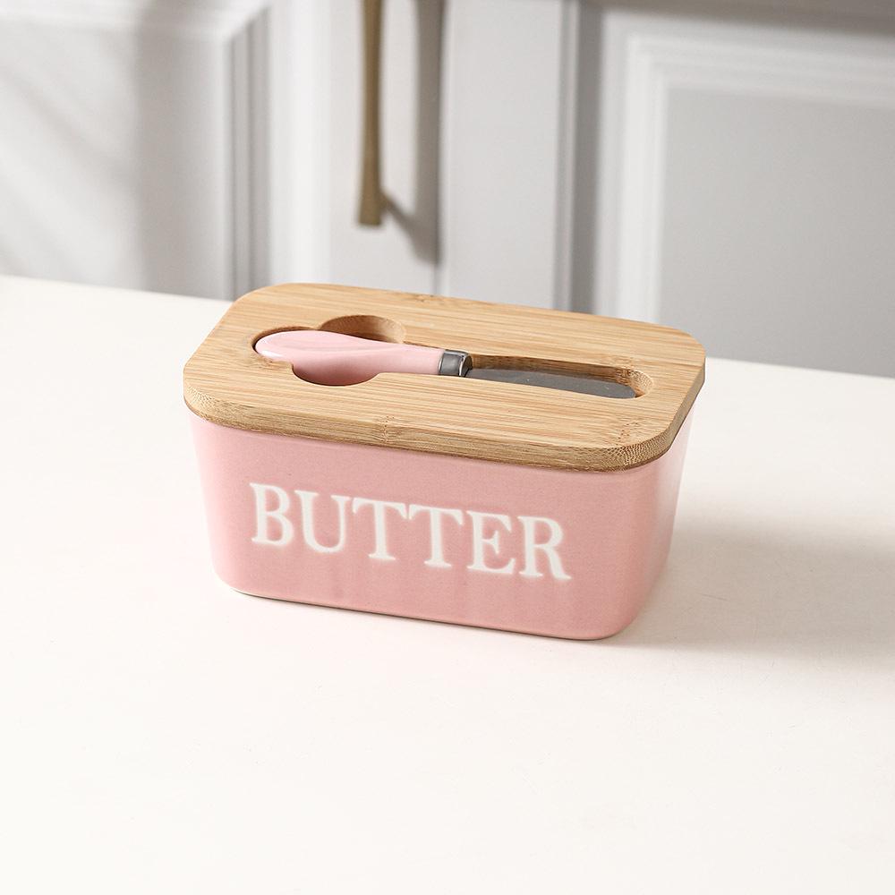 Nordisk keramisk smørskål med kniv - Europeisk design