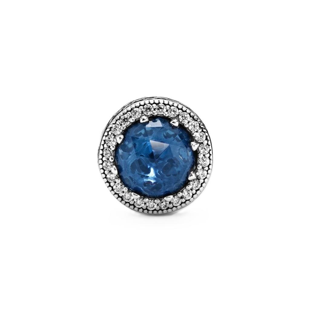 Pandora Berloque Corações Radiantes Com Cristal Azul E Zircônia Cúbica Transparente P-791725NMB Para Mulheres