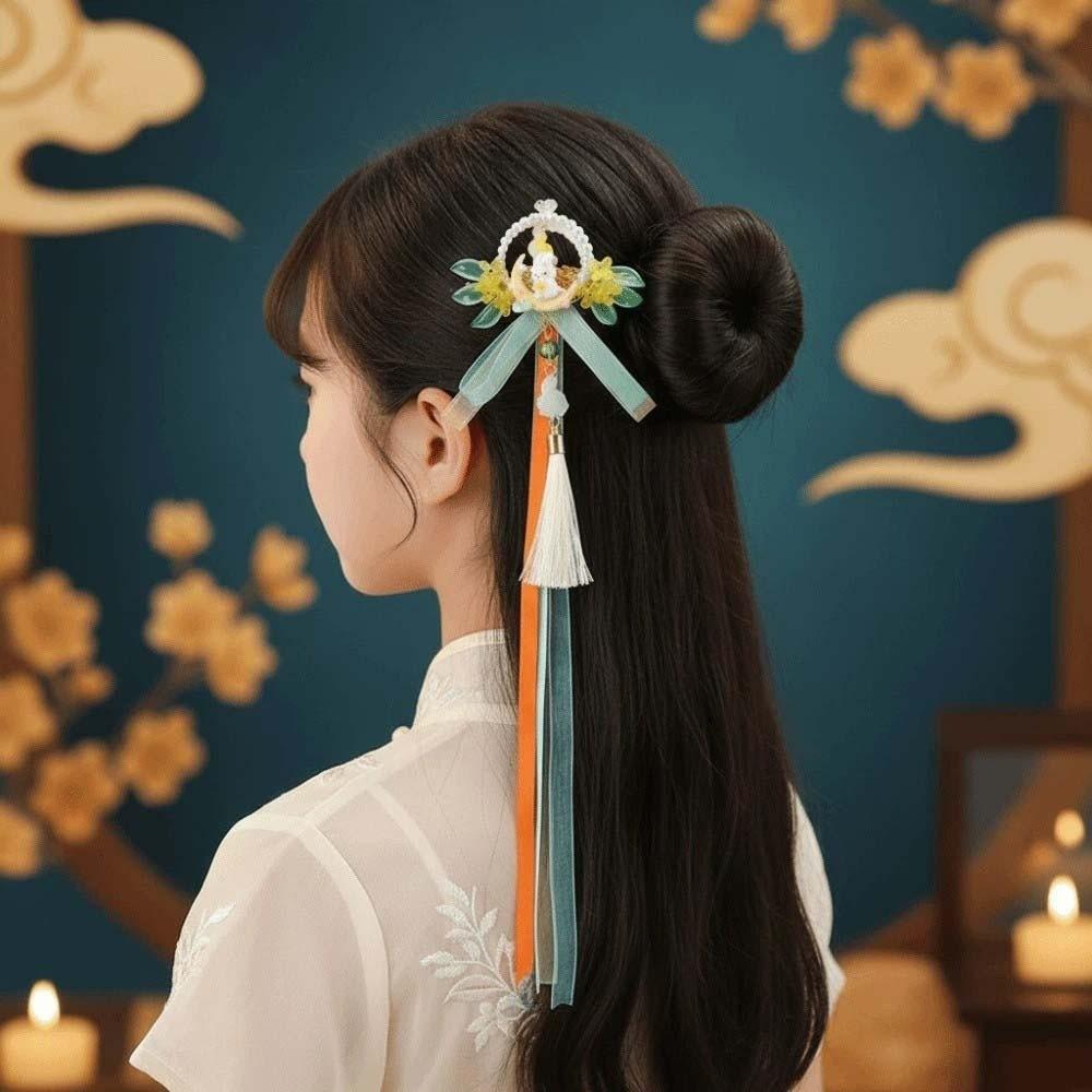 Cute Forehead Chain Traditional Bunny Hair Clips Chinese Jewelry Hanfu Headwear Photoshoot