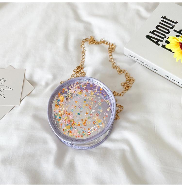Children Sand Flowing Sequins Transparent Single Shoulder Chain Bag Shoulder