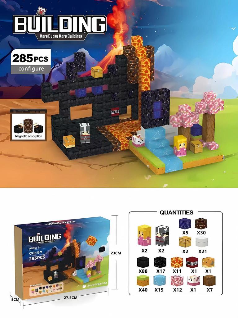 Blue Castle Magnetic Cube Building Blocks - 3D Educational Montessori Toy