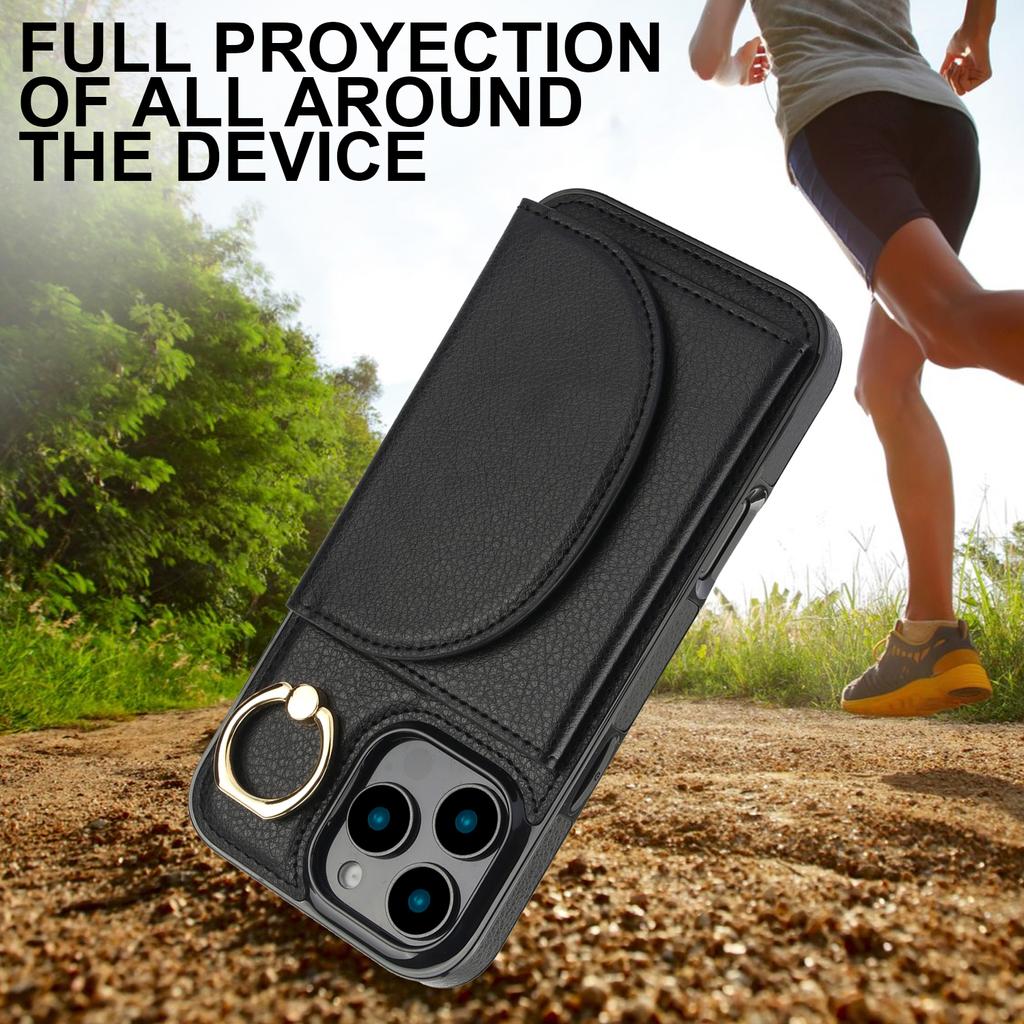 For iPhone 16 Pro Max Case RFID Blocking Wallet Kickstand Leather+TPU Phone Cover