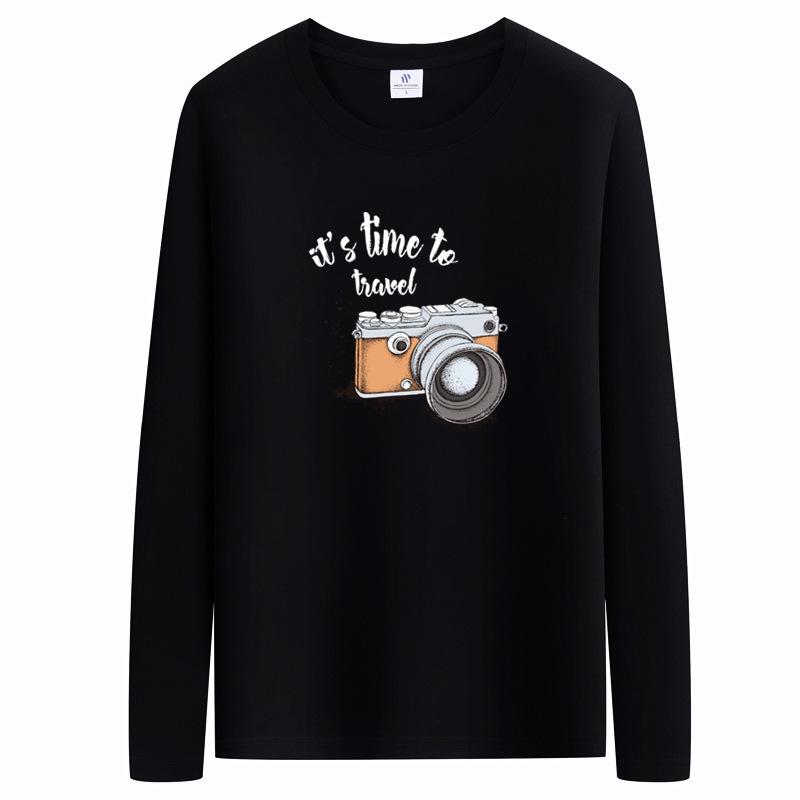 

Мужская футболка с длинным рукавом свободного кроя с принтом из хлопка Синьцзян, круглый вырез из чистого хлопка, весенне-осенний тренд. 4XL