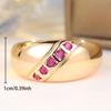 Luxury Gold Color Wide Band Slanted Inlaid Zircon Ring for Women Daily Wear and Party