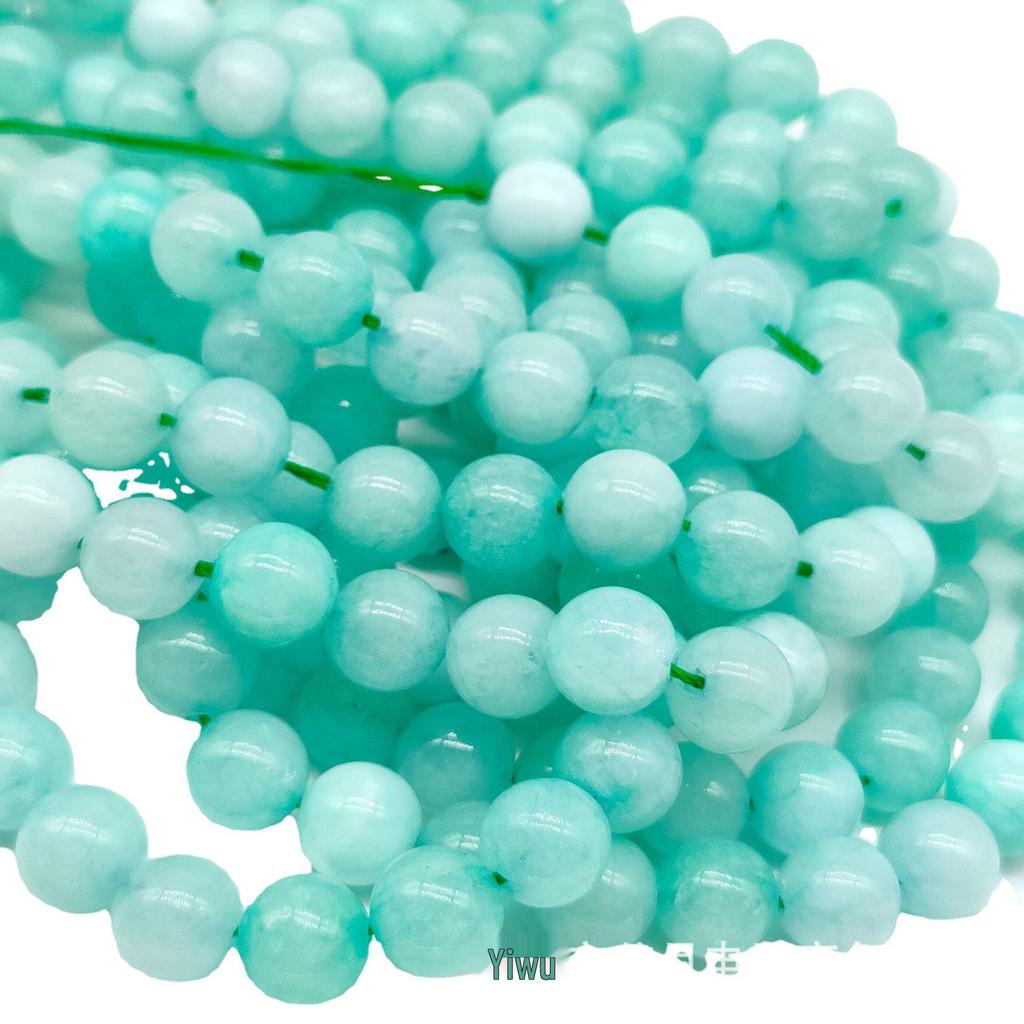 Zhiyue Amazonit Chalcedon Jasnozielone Okrągłe Koraliki do Wyrobu Biżuterii