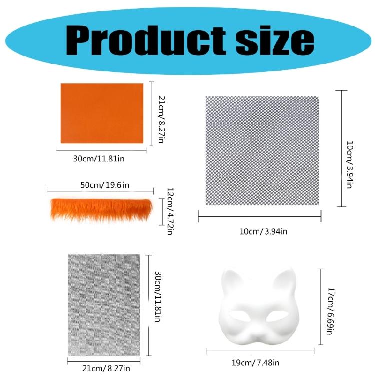 29/42Pieces Animal Cats Face Mask with Furry Trim Eye Mesh for Painting White Paper Mask Unpainted Masquerades Mask