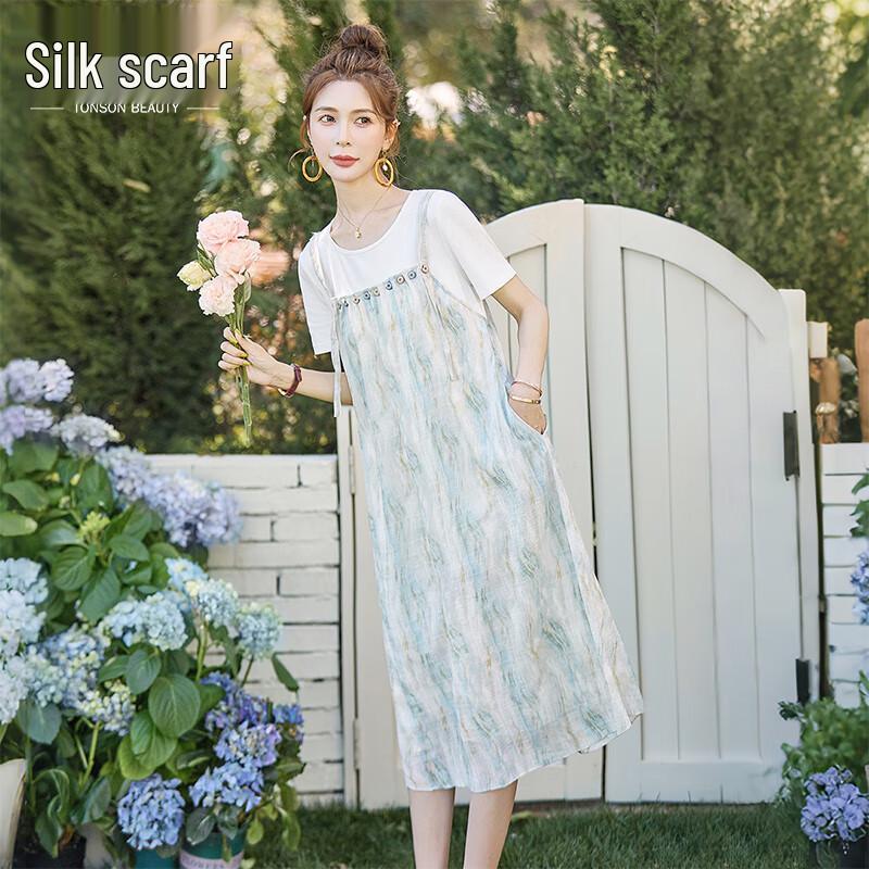 Women s 2026 Summer Round Neck A-Line Pullover Midi Dress XL