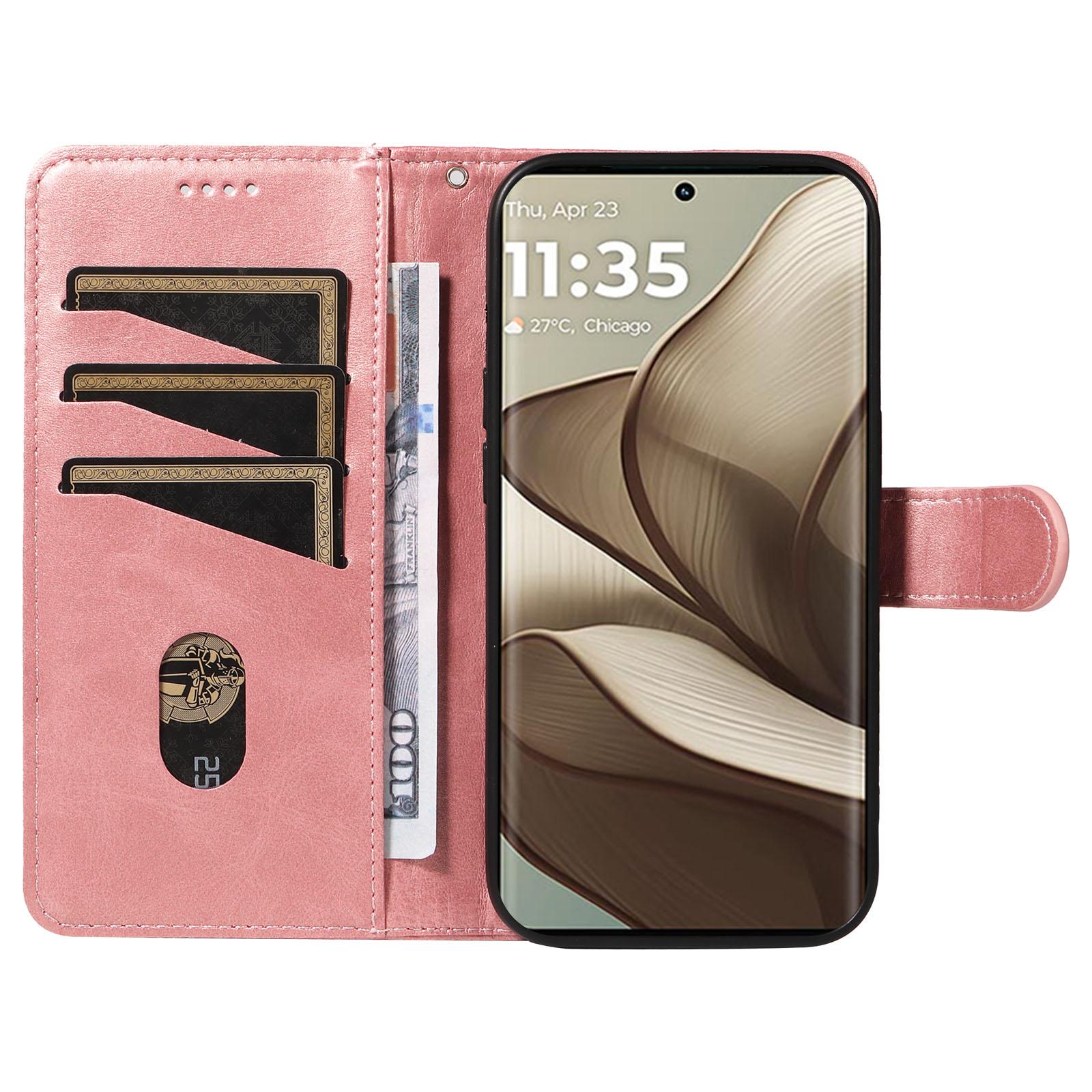

For Motorola Edge 50 5G Case Flip Wallet T-Shape Lines Leather Phone Cover Wine Red