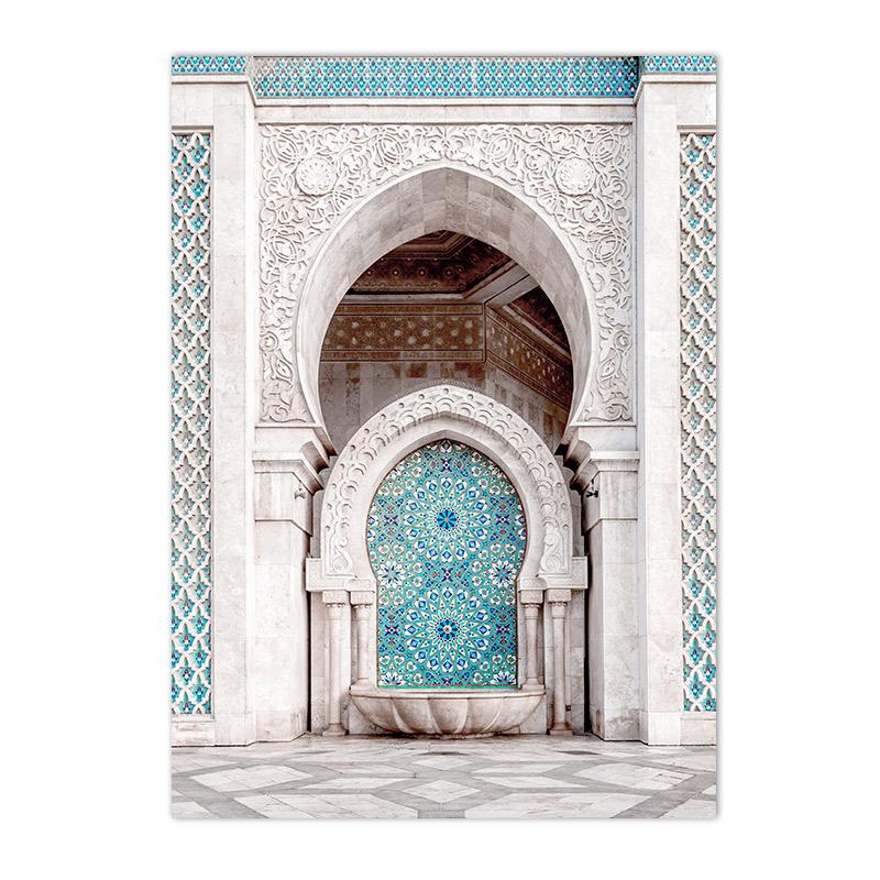 Marokkanischer Bogen Architektur Kunst Leinwand Schilderij Islamische Arabische Drucke Moskee Moslim Poster Woonkamer Home Decor