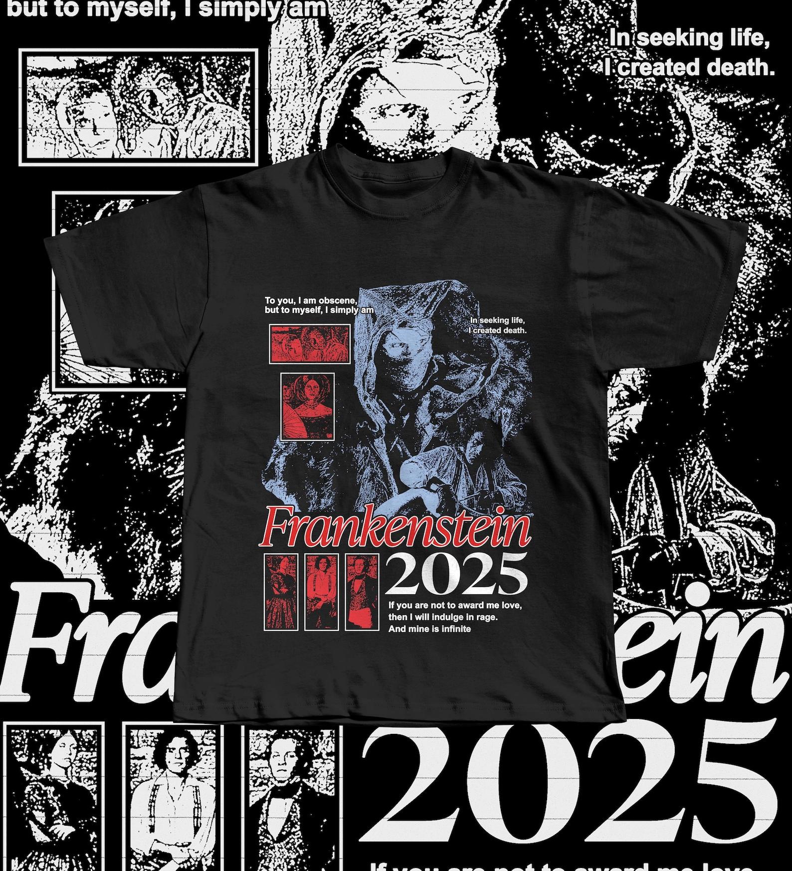 Frankenstein 2025 T-Shirt – Guillermo del Toro Movie Shirt, Gothic Horror Graphic Tee L