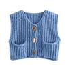 2025 Autumn/Winter Women's V-Neck Sleeveless Three-Button Knit Cardigan Vest