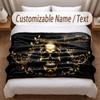 Skull Gothic Theme Soft Blanket Personalized Custom Name Text Print Warm Blanket Home Sofa Bedroom Decor