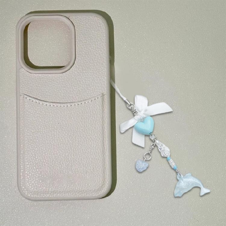 Playful Dolphin Love Bowknot Phone Strap Elegant Dolphin Bowknot Heart Phone Strap Resin Key Rings Charm Camera Pendant