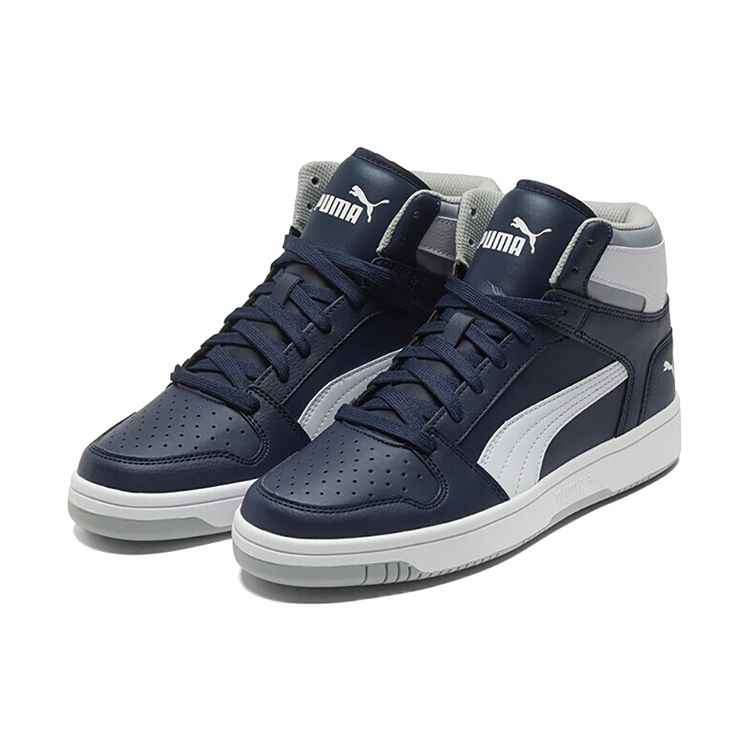 Puma Rebound Round Toe Lace-Up Fabric Synthetic Leather Shock Absorbing Non-Slip Wear-Resistant High-Top Basketball Shoes Unisex Sneakers 369573-16