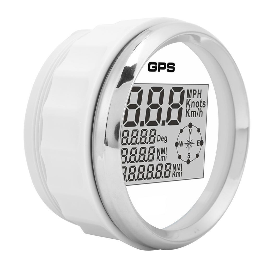85mm Speedometer Digital GPS LCD 8 Color Backlight 0‑999 Knots KM H MPH 12V 24V White Dial Sliver Frame