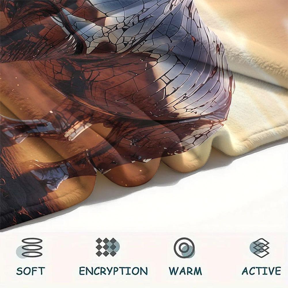 1Pc Mirroranimals Print Flannel Blanket, High quality Comfortable for All Seasons, Home Decor, Warmth and Comfort, Perfect for Christmas Gifts