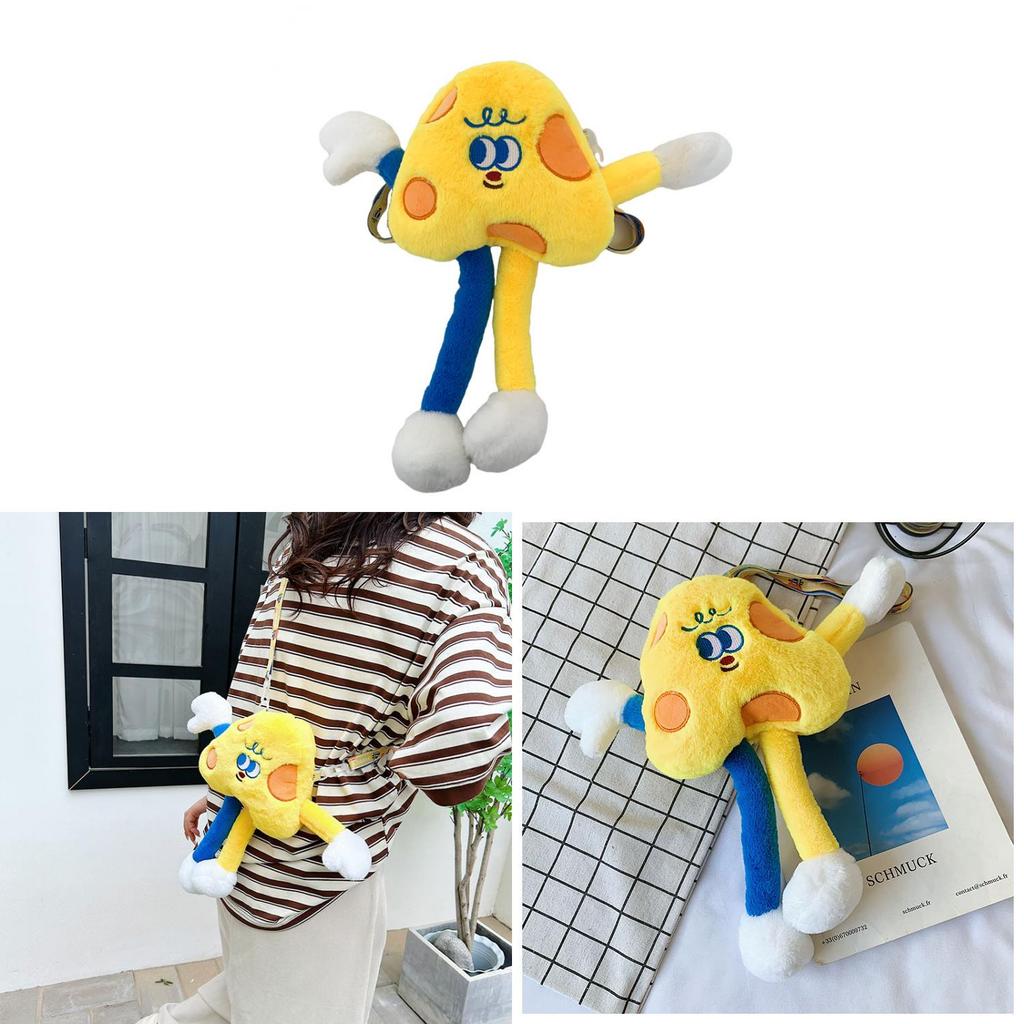 Cute Plush Cartoon Shoulder Bag With Zipper Pouch For Daily Use