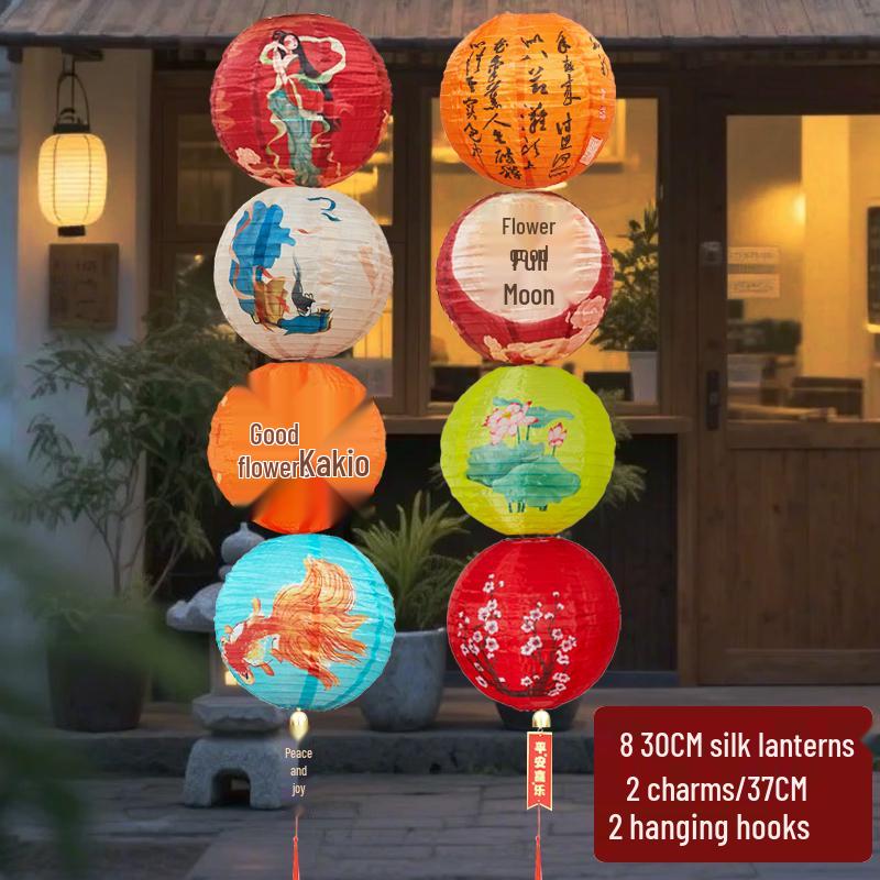Waterproof Silk Lantern for Outdoor Mid-Autumn Festival Decor