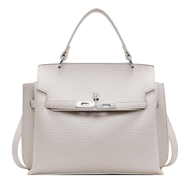 2025 new fashionable and simple commuter portable platinum bag women's temperament versatile lychee pattern texture messenger bag