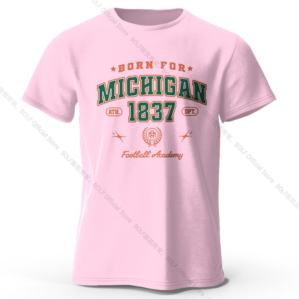 Men's Born for Michigan Printed T-Shirt 100% Cotton Oversized State Pride Graphic Tees for Women Summer Tops Streetwear