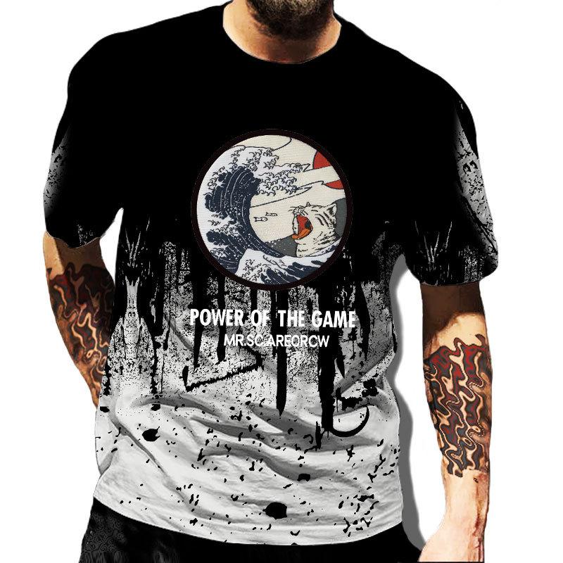 

Волна Кот 3D Печать Животное Короткий Рукав Уличный Стиль Повседневная Животное Футболка для Мужчин Женщин Рубашка 6XL