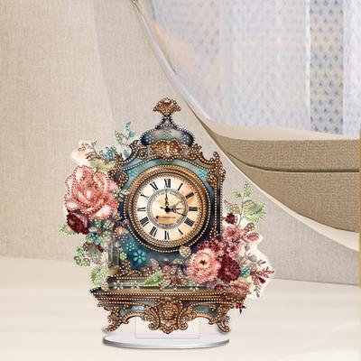 Acrylic Special Shaped House 5D Diamond Painting Clock Art Craft Diamond Painting Clock Handicraft Living Room Decoration