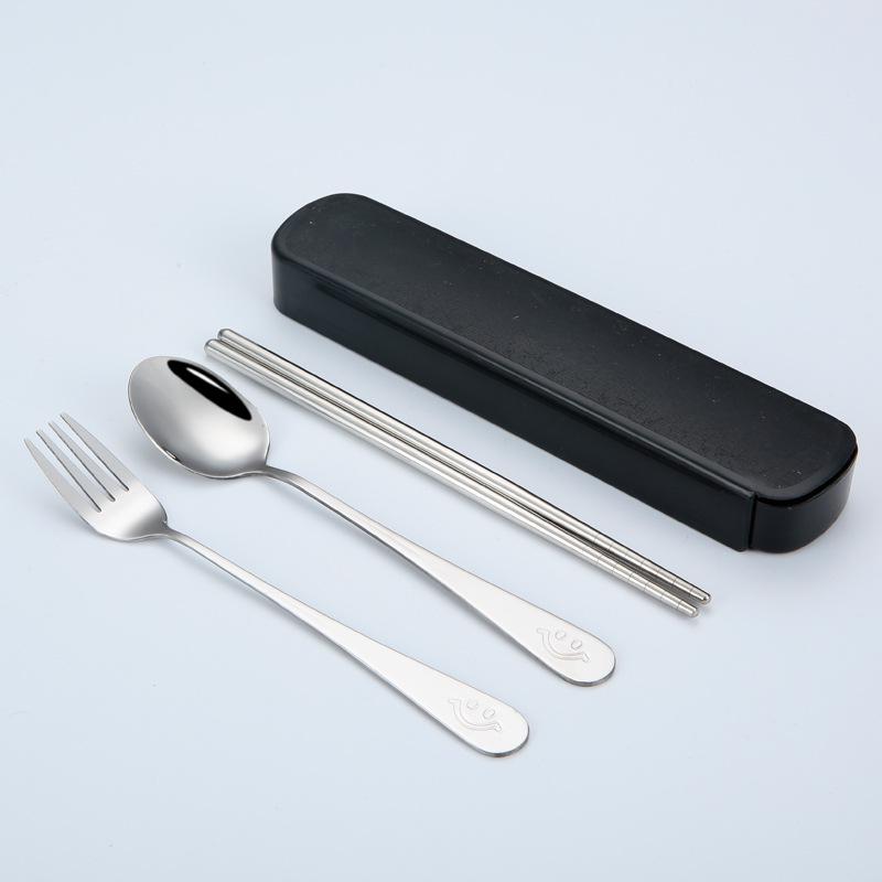 Portable Stainless Steel Cutlery Set: Spoons, Chopsticks, Knife, Fork - Three-Piece Set