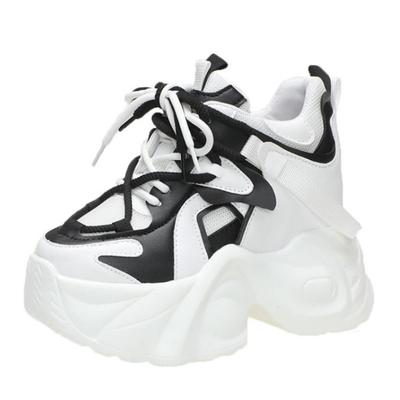 Mode 9,5CM Höst Kvinnor Casual Sportskor Allmatch Bekväma Dam Chunky Sneakers Andningsbar Mesh Vår Hög Plattformsskor