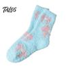 Warmth Retaining Sleep Socks Coral Fleece for Women, Soft Thermal Crew with Non-Binding Winter Gift Cold Feet Top, Fuzzy Cute Prints Autumn Velvet