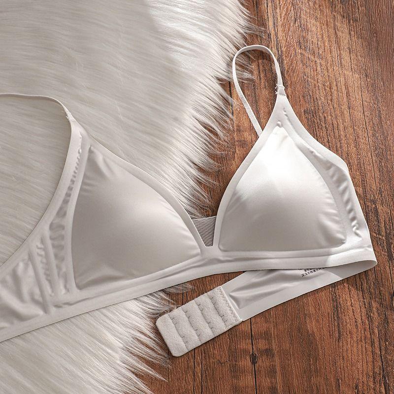 Seamless French Style Women's Summer Ultra-Thin Bra for Large Breasts Push-Up Wire-Free Cool Triangle Cup Underwear