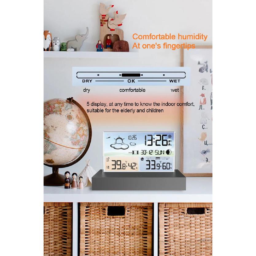 Digital Weather Station Transparent Temperature and Humidity Meter Alarm Clock Weather Forecast Indoor Outdoor Hygrothermograph