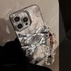 Three Dimensional Silver Bow Mobile Phone Case Suitable for 16 Apple 17promax Light Luxury Iphone14 Hanging Chain 13 Full Package