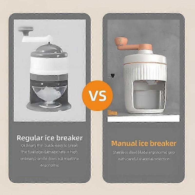 Strojek na ledovou tříšť - Ruční strojek na výrobu ledové tříště se zásobníkem na ledové kostky zdarma, přenosný strojek na sněhové kornouty s nerezovými čepelemi na zmrzlinu / S