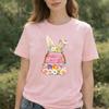 Happy Easter Bunny Basket Kawaii Tshirt Watercolor Floral Easter Eggs Graphic With Bunny Paws Breathable Casual Streetwear