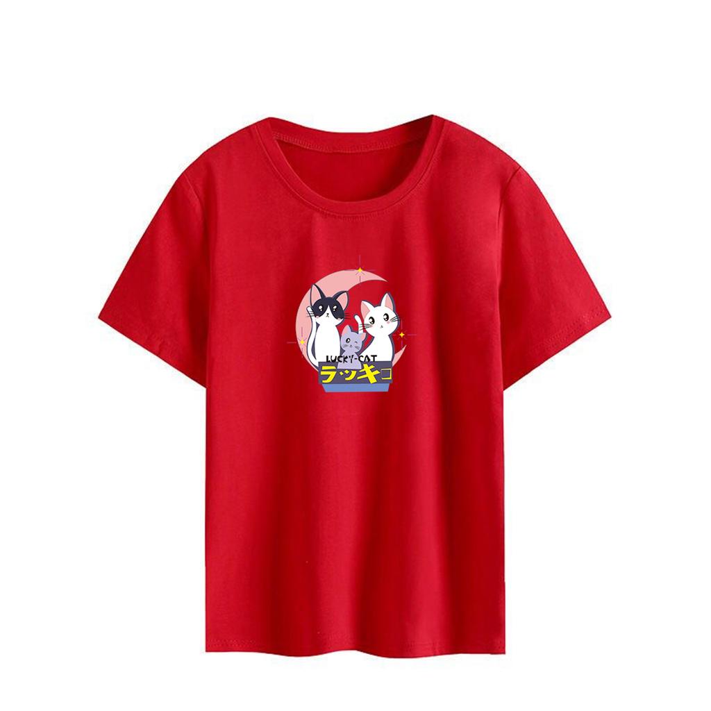 Harajuku tricouri cu mânecă scurtă cu imprimeu drăguț de desene animate pentru femei, vară, bumbac pur, casual, largi, pentru studenți, topuri Y2k pentru femei