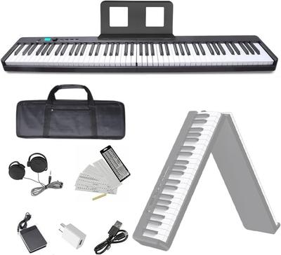 NikoMaku Elektronisches Klavier 88 Tasten Faltbar Schwarz Gleiche Tastengröße wie ein MIDI-Softkeyboard Kopfhörer zum Üben enthalten SWAN-X Klavier, Kompakt,