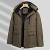 Winter New Cotton Clothes For Middle Aged And Elderly Men With Thick Velvet Hooded Warm Outer Set