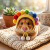 Adjustable Ties Guinea Pig Costume Hat Sunflower Hamster Knitted Hat  Pet Gathering