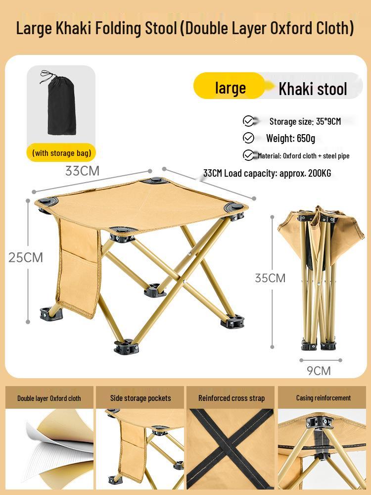 Portable Ultra-Light Folding Camping Chair with Backrest and Storage