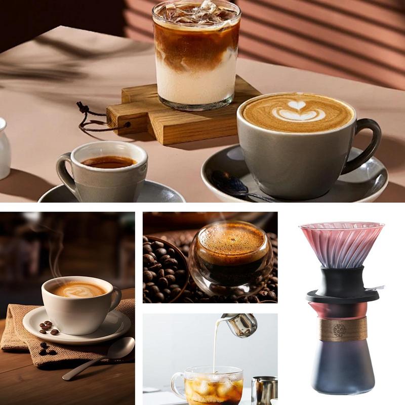 home Coffee Drip Glass Pouring Coffee Filter High efficiency filtration colorful gradient unique design Brewing Coffee Cups