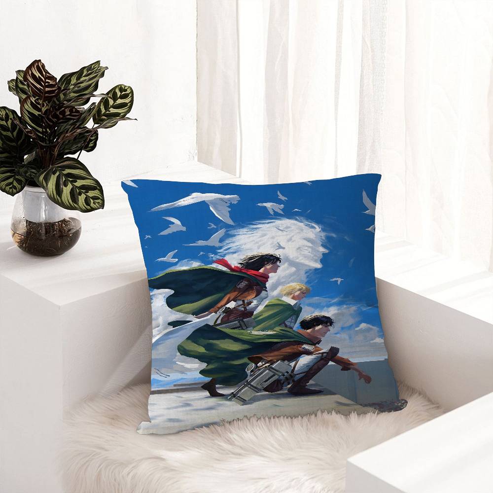 A-Attack On Titan Cushion Cover Car Throw Pillow Case For Sofa Car Christmas Gift 40X40Cm 45X45Cm