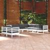 Vidaxl 9-Cz. Garden Lounge Set, With Cushions, White Pine