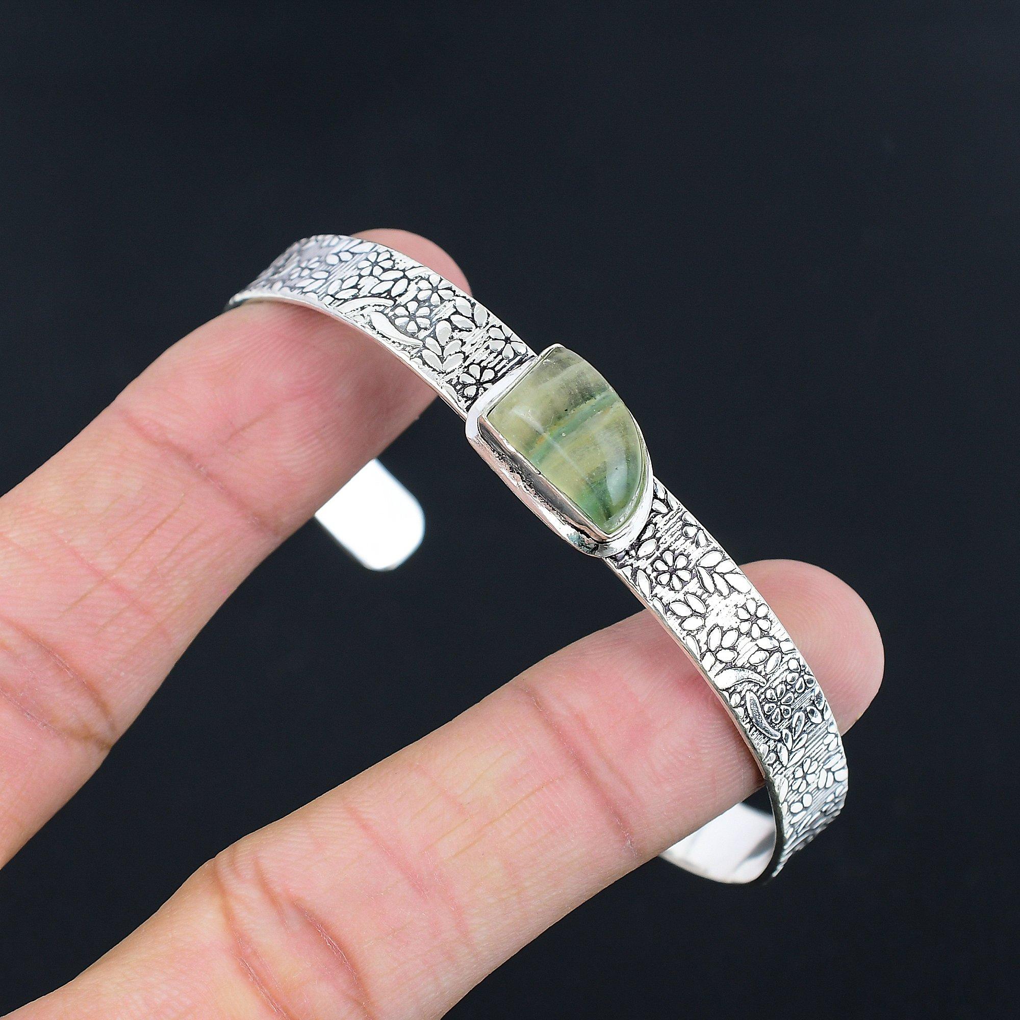 

Natural Multi Fluorite New Engagement Daughter Wedding Bangle Jewelry 925 Silver Adjustable