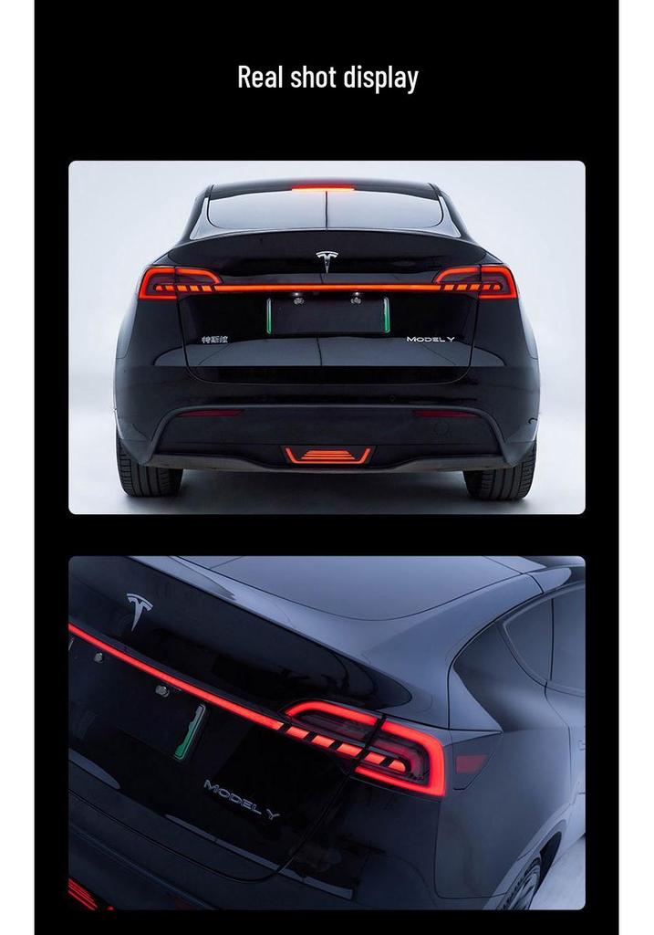 Compatible with Tesla Y/3 Tail Light Assembly, Saber-Style LED Running Lights & Flowing Turn Signals.
